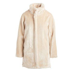 NEW Nine West Ivory Faux Fur Zipper Coat M $240 NWT
